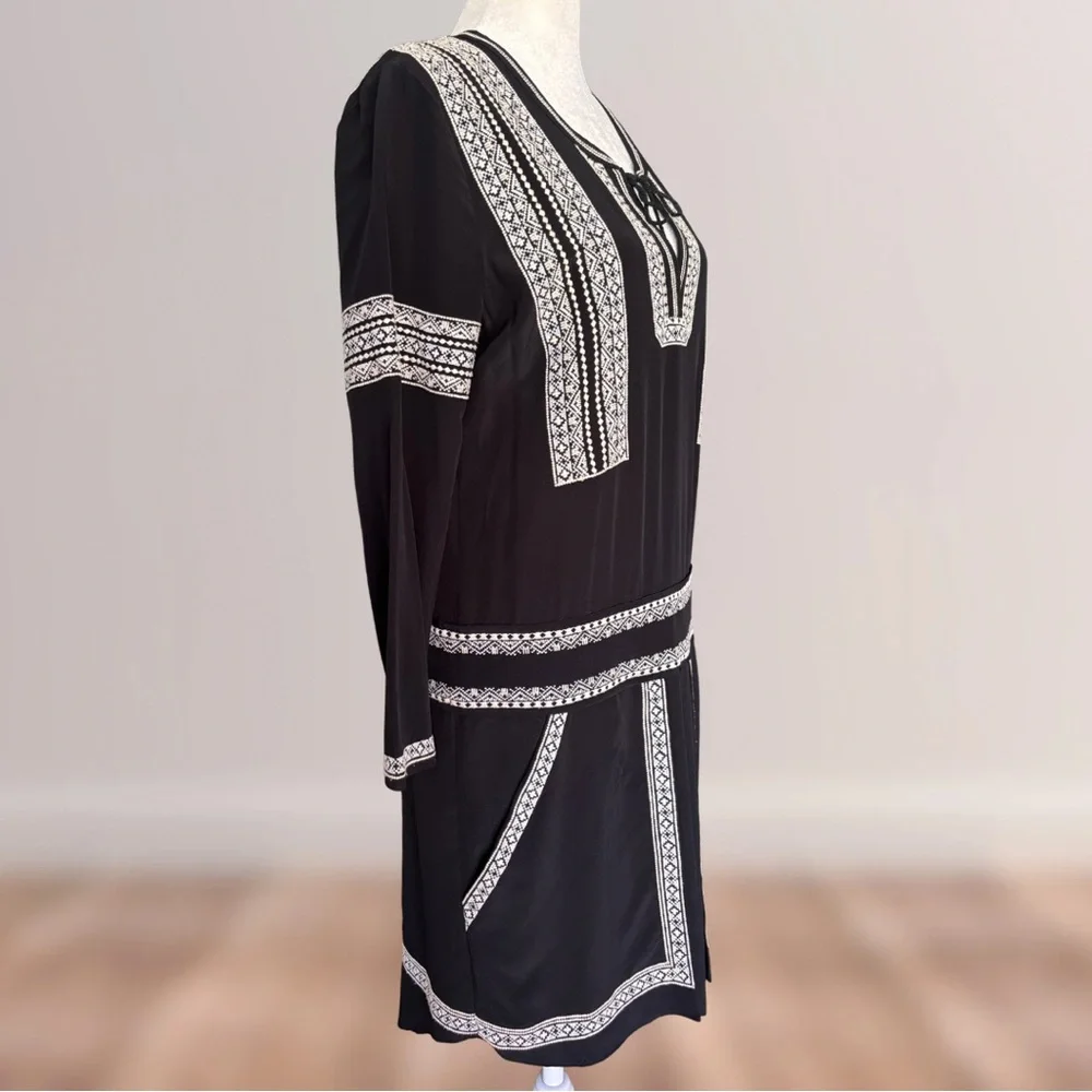 Veronica Beard Ignacio Embroidered Silk Shirt Dress | Excellent Condition - Picture 5 of 12